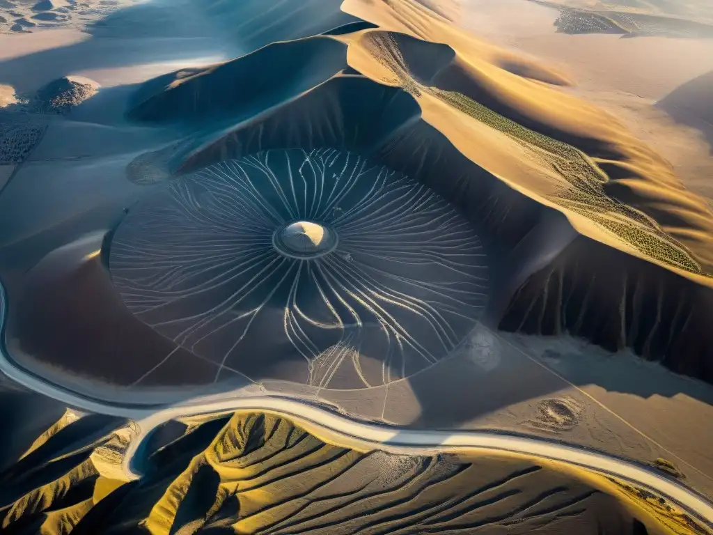 Fotografía aérea detallada de las misteriosas Líneas de Nazca, revelando figuras icónicas y el significado astronómico de estos geoglifos ancestrales