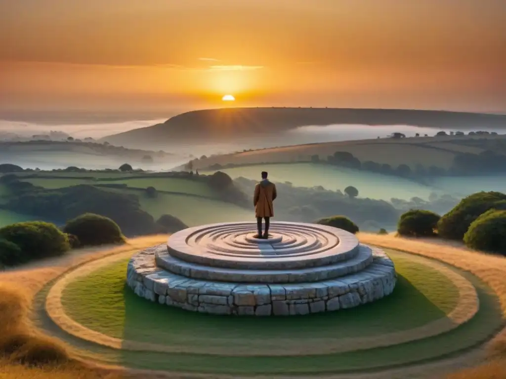 Alineaciones astronómicas: el sol se pone sobre monumento antiguo, fusionando pasado y presente con un brillo dorado