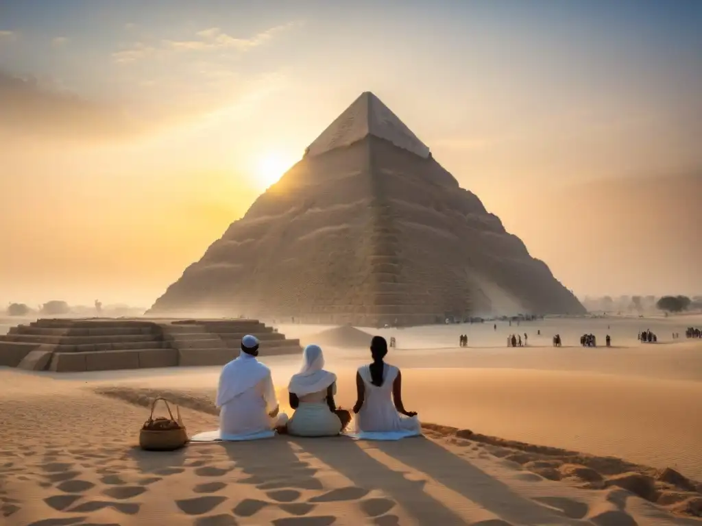 Un amanecer espiritual en la pirámide de Khafre en Giza, Egipto