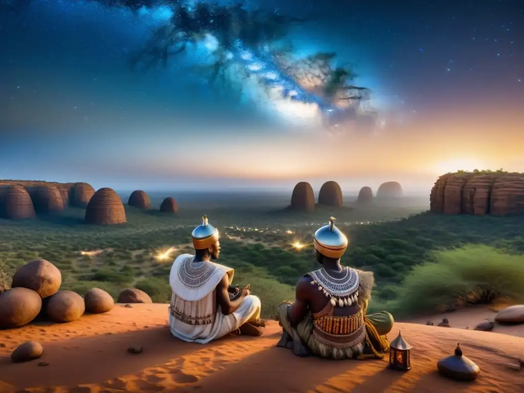 Ancianos Dogon observando las estrellas en Mali, con el conocimiento astronómico del sistema Sirio B