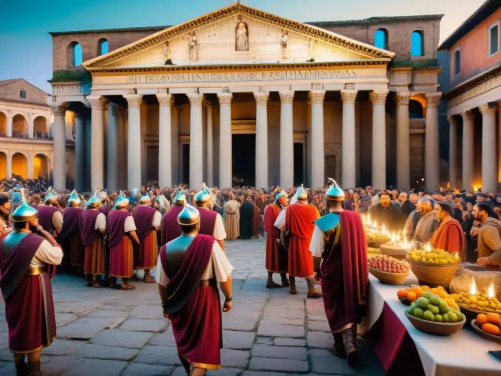 Animado mercado romano en Saturnalia