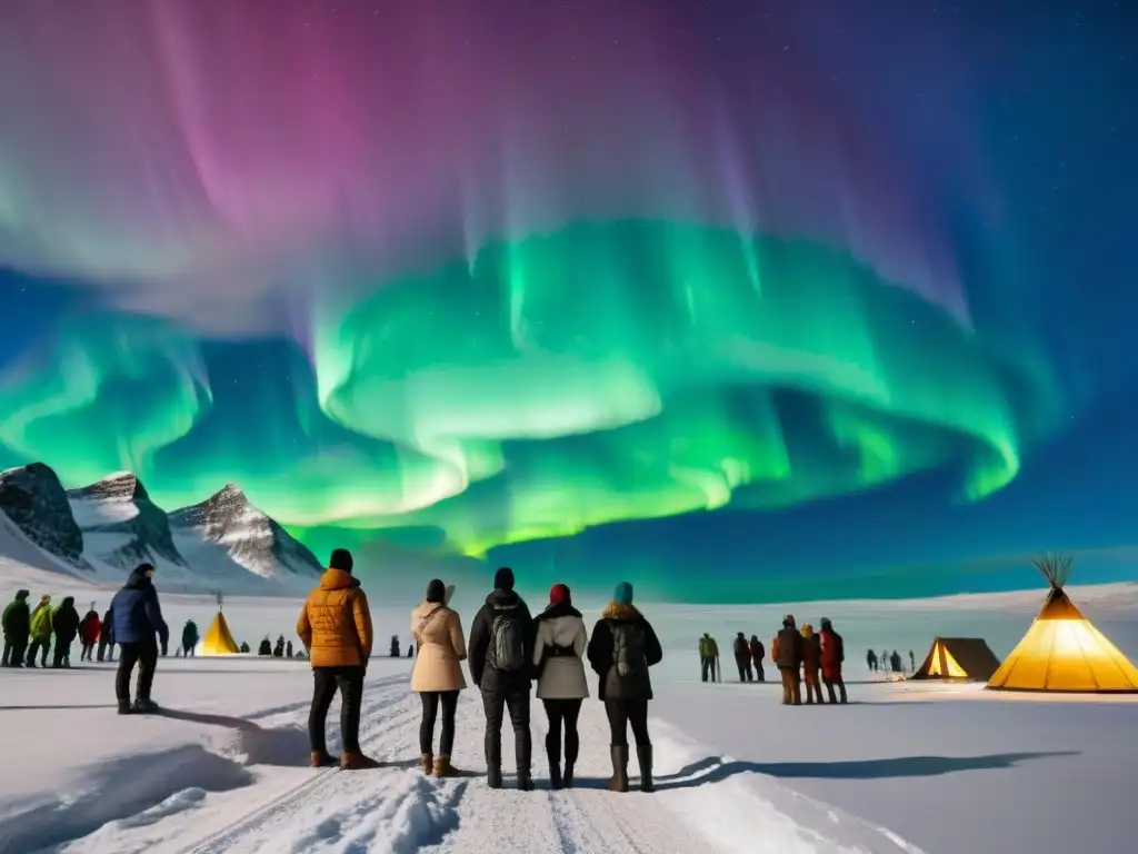 Antigua civilización maravillada por la aurora boreal, con interpretaciones místicas