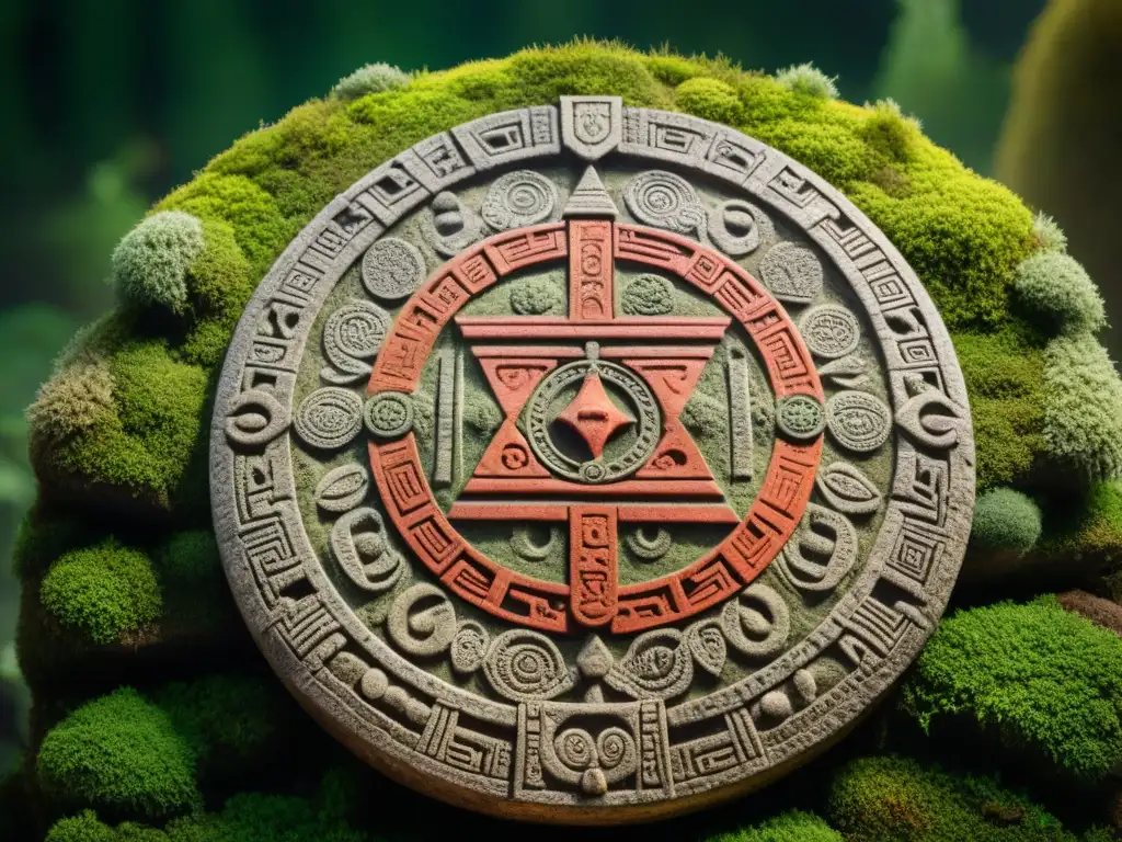 Una antigua piedra del calendario azteca con intrincados símbolos y misteriosa historia