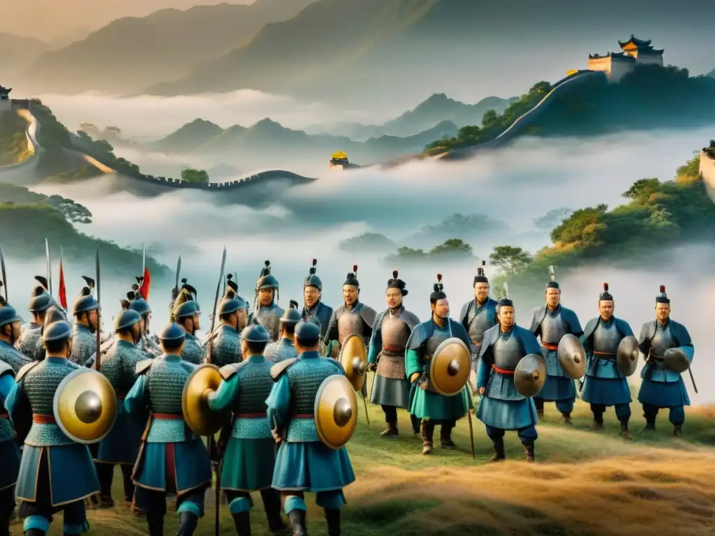Consejo de guerra estratégico: generales chinos en acción Antigua pintura china de estrategias éticas antiguas China en consejo de guerra