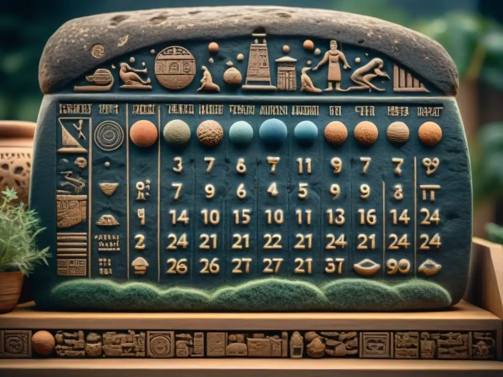 Calendario agrícola antiguo: astrología y cosechas Antigua planificación agrícola vinculada a movimientos planetarios en detalladas tablillas de piedra y herramientas de cultivo