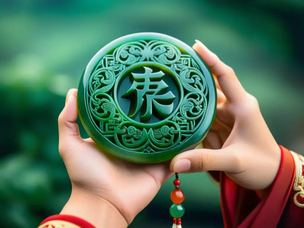 Un jade talismán antiguo de China, con detalle y artesanía excepcionales