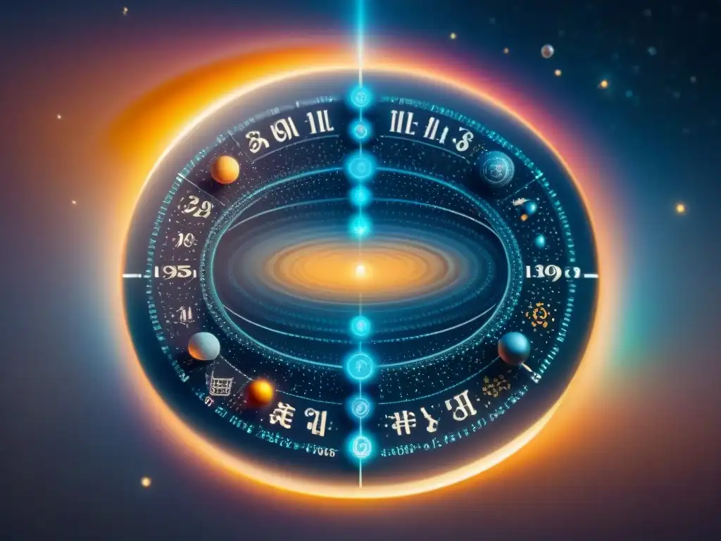 Un antiguo y complejo diagrama numérico lleno de símbolos y ecuaciones, rodeado de una luz etérea y brillante