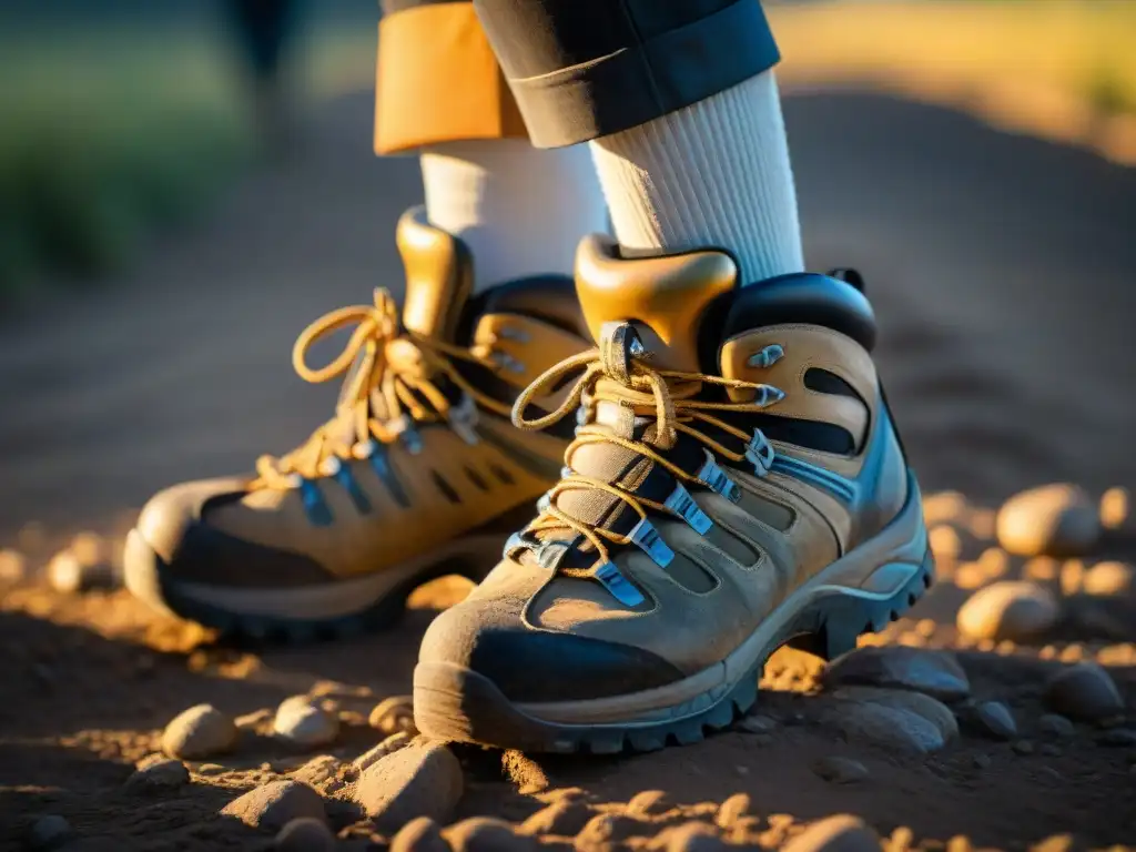 Un antiguo zapato de peregrino cubierto de polvo y barro en el Camino de Santiago