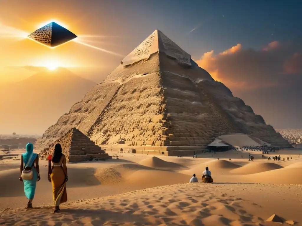 OVNI brillante sobre la Gran Pirámide: egipcios antiguos asombrados Antiguos egipcios maravillados por un OVNI luminoso sobre la Gran Pirámide de Giza