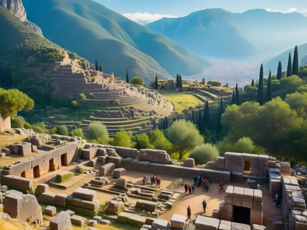 Arqueólogos descubren artefacto en ruinas de Delfos, con el Monte Parnaso al fondo