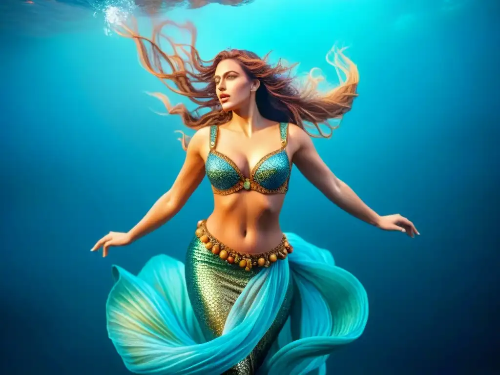 Una asombrosa representación de sirenas en el esoterismo romano, con colores vibrantes y detalles cautivadores