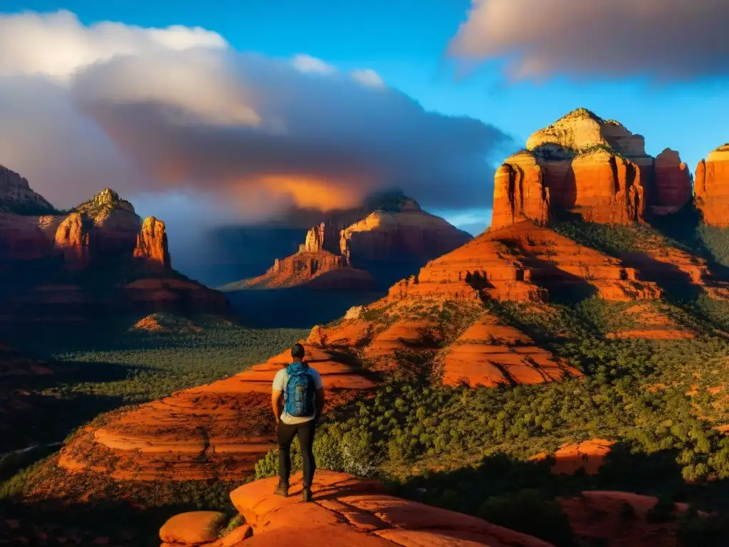 Un atardecer impresionante sobre las icónicas formaciones rocosas rojas de Sedona, revelando los secretos de su majestuosa belleza natural