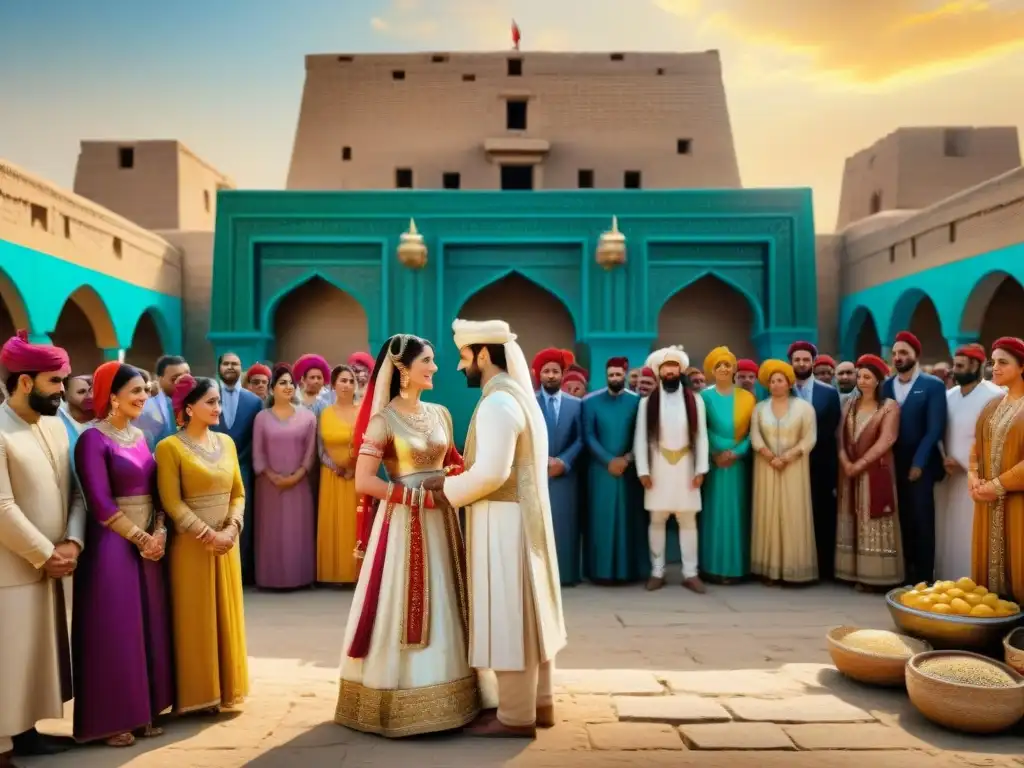 Una boda ancestral en un bullicioso mercado mesopotámico