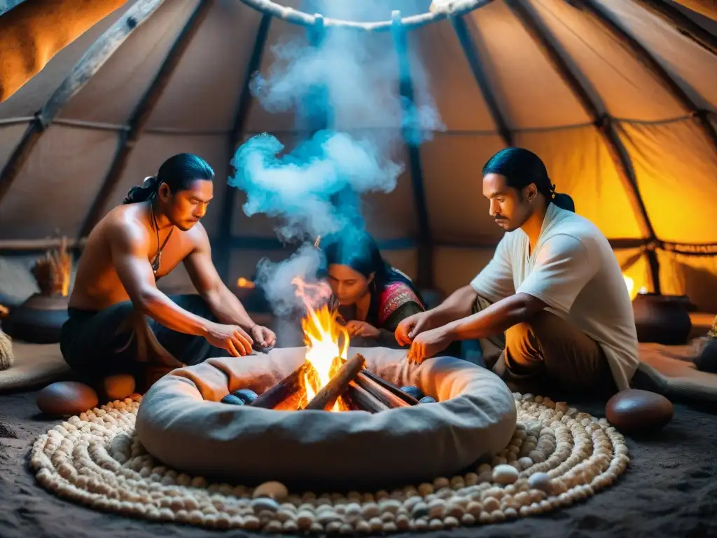 Ceremonia de purificación ancestral para alma moderna en cabaña de sudor nativa americana