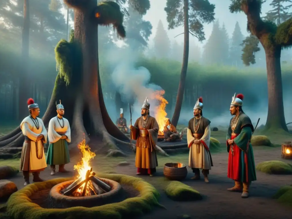 Ritual shamanico en bosque ancestral: Chamanismo en Rusia Ceremonia chamanica en bosque ancestral, Creencias paganas antigua Rusia