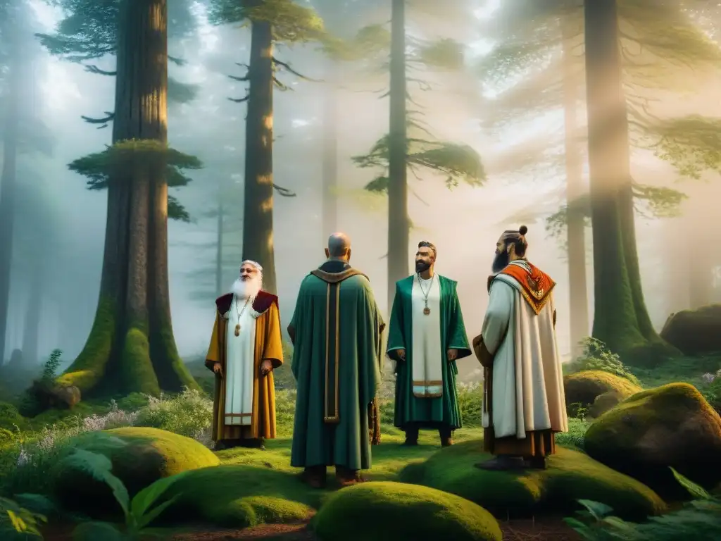 Ceremonia de renacimiento druídico: sabiduría ancestral moderna en el bosque mistico