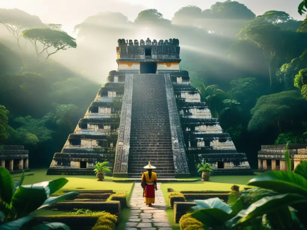 Templo maya ancestral: ceremonia y aromaterapia en la jungla Aromaterapia en civilizaciones antiguas: ceremonia maya con plantas aromáticas en templo de la jungla