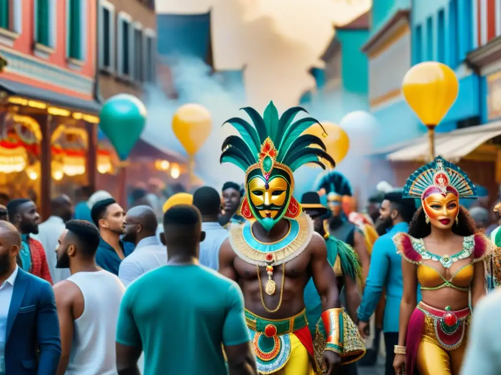 Una colorida celebración de Carnaval con origenes misteriosos, desfile de máscaras y trajes del mundo