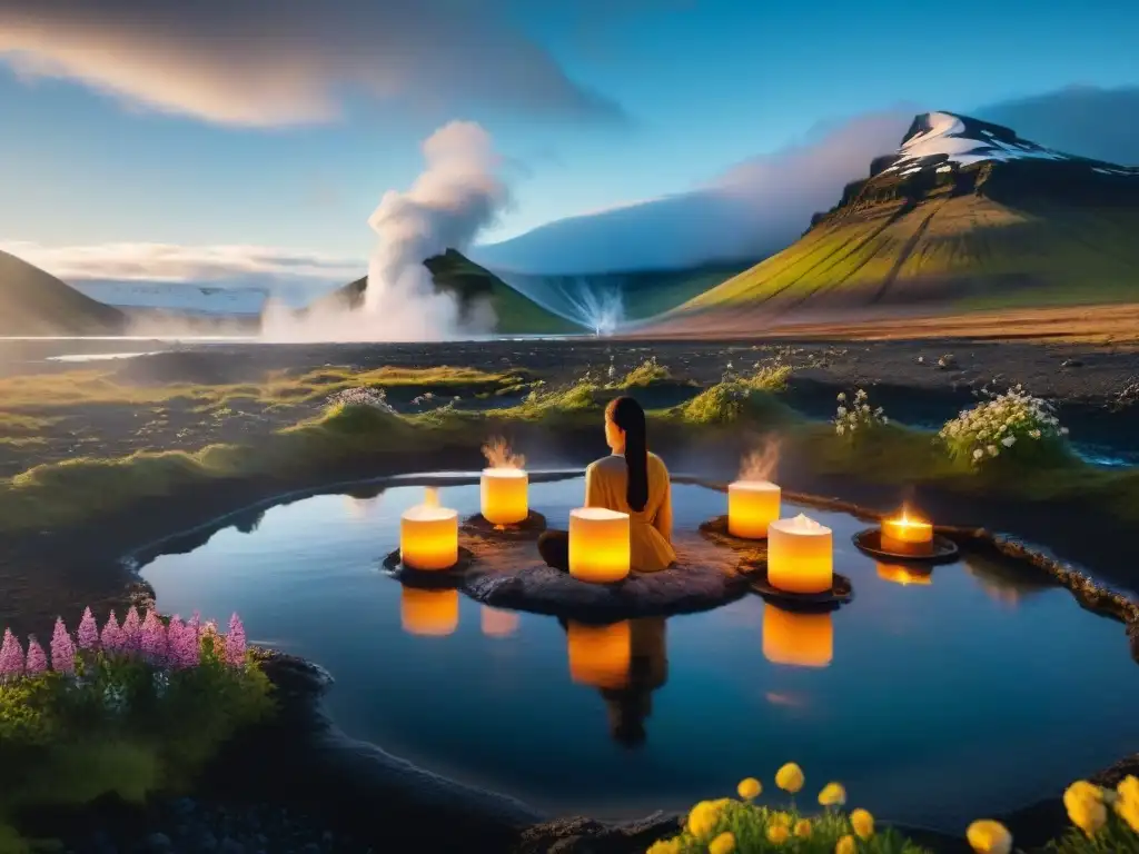 Meditación y conexión espiritual en aguas termales de Islandia, rodeados de naturaleza y serenidad