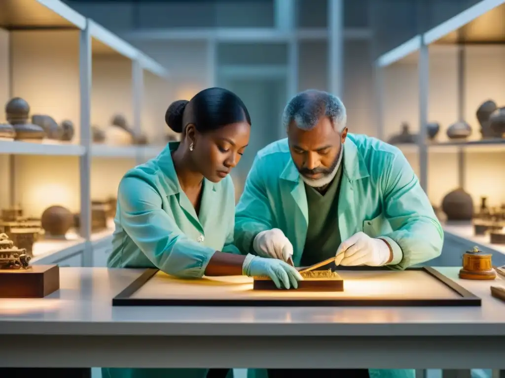 Conservadores restauran artefactos antiguos con meticulosidad en laboratorio de conservación