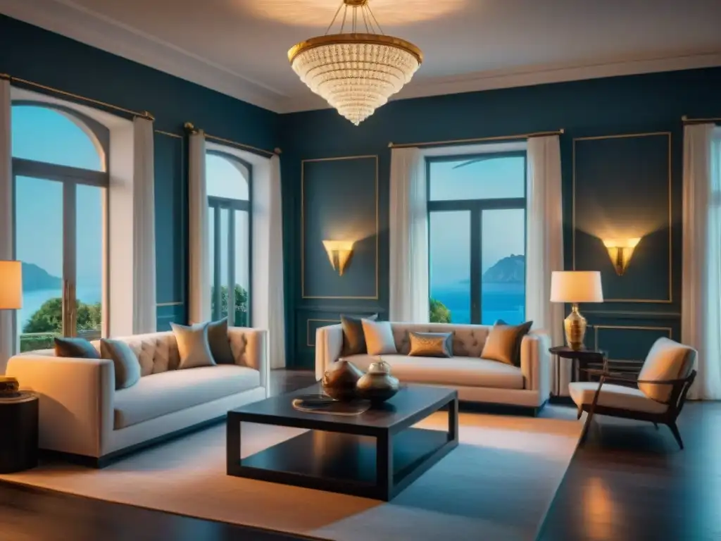 Diseño contemporáneo con estatuas de dioses griegos: ¡una fusión épica! Decoración inspirada en dioses griegos: sala moderna con esculturas detalladas de Zeus, Atenea y Apolo, fusionando lo clásico con lo contemporáneo
