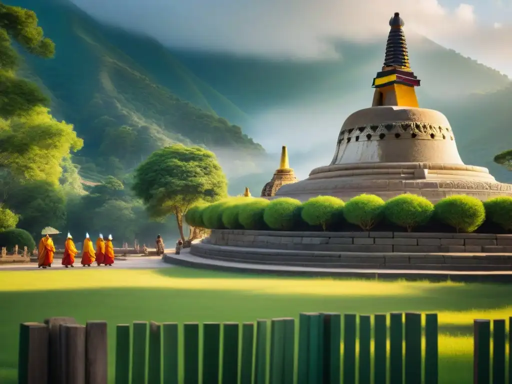 Dedicados artesanos renuevan un antiguo stupa budista, transmitiendo un mensaje de paz y espiritualidad