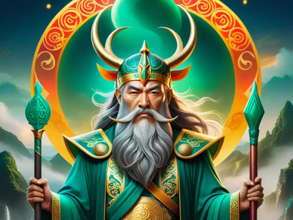 Odin y el Jade Emperor, deidades de mitologías nórdica y china, unidos en un reino celestial