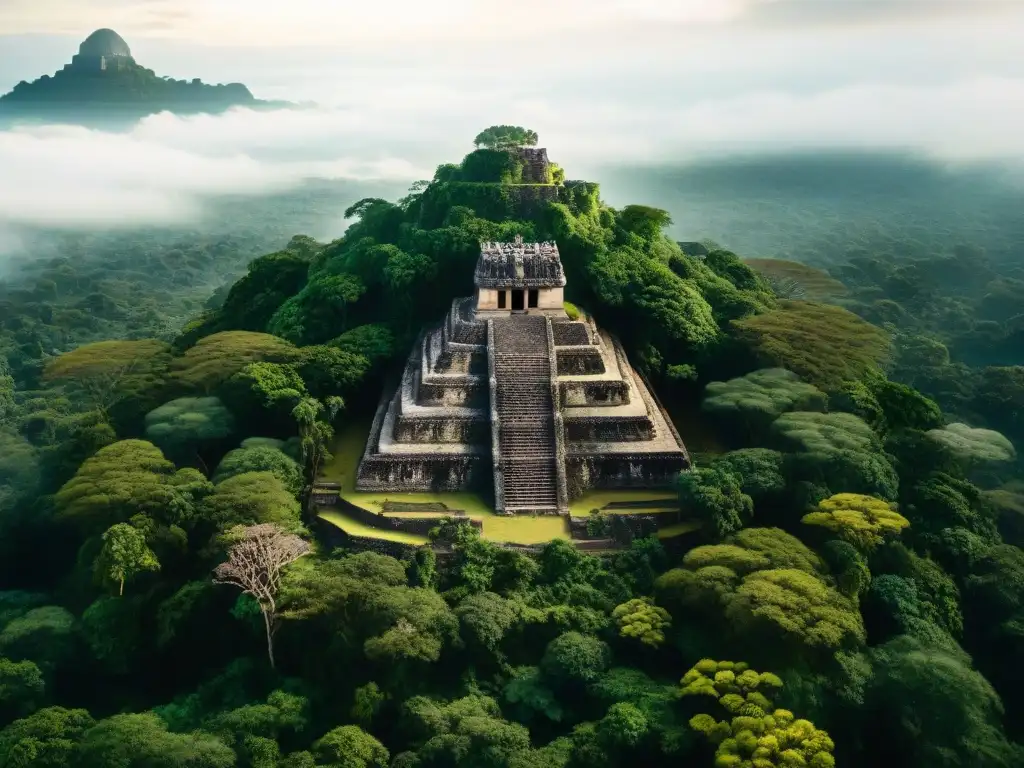 Descubre la densa selva guatemalteca y las metrópolis ocultas mayas bajo el dosel verde vibrante al amanecer