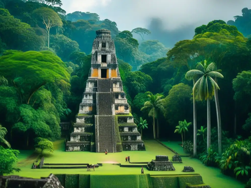 Descubrimiento reciente de Tikal: Arqueólogos excavando una estela maya en la exuberante selva, revelando su historia ancestral