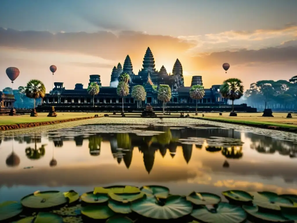 Descubrimiento de técnicas Renacimiento Angkor Wat al amanecer con su esplendor y aire de exploración