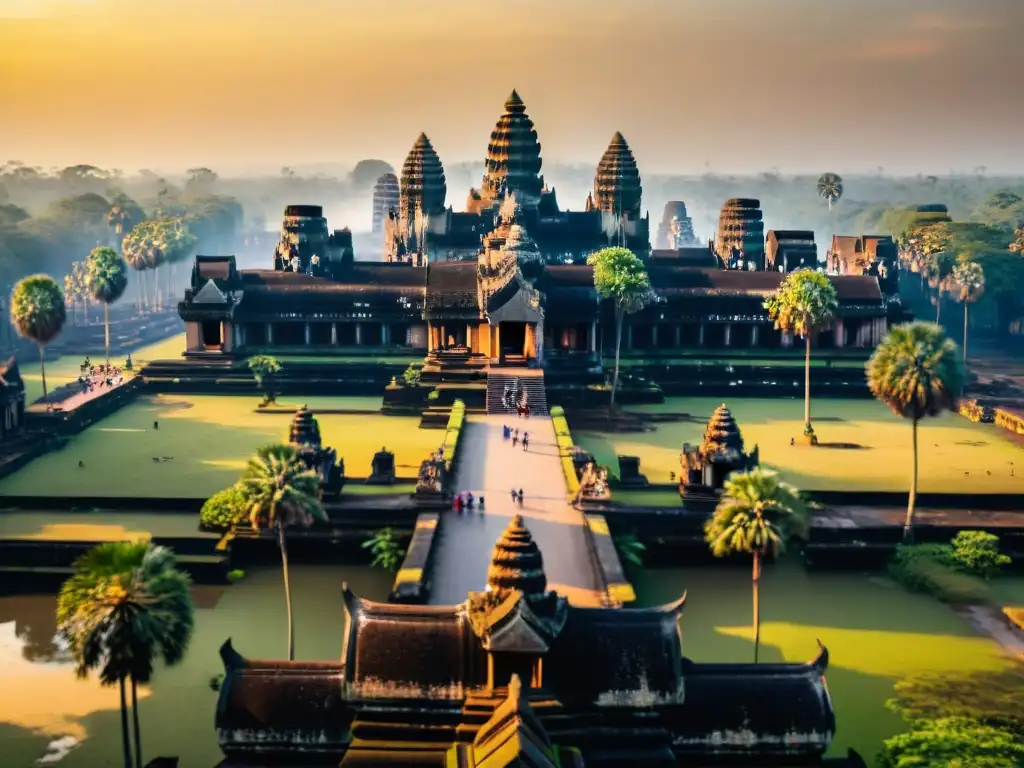 Descubrimiento de técnicas Renacimiento en la majestuosidad de Angkor Wat al amanecer