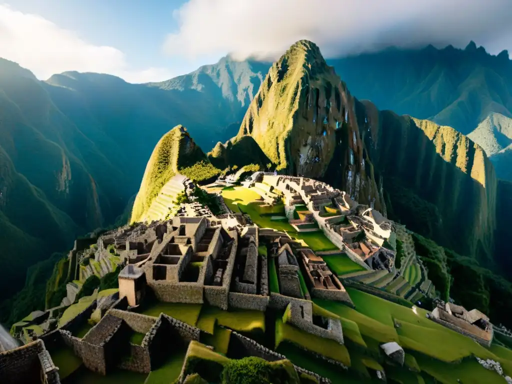 Comparación detallada entre las ruinas de Machu Picchu y su reconstrucción virtual, resaltando la transformación histórica