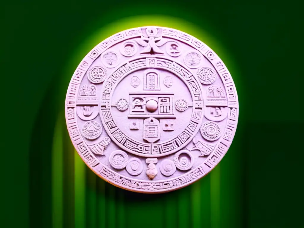 Detallado tallado en piedra del calendario maya, simbolizando tiempo