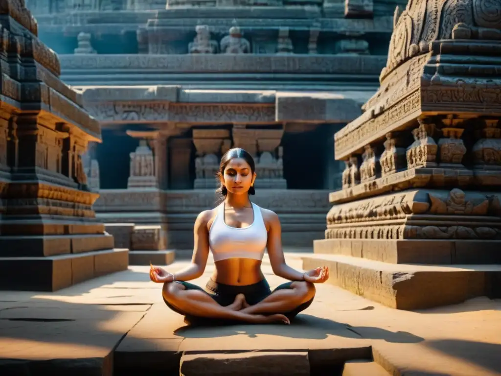 Detalle de las antiguas ruinas de las Cuevas de Ellora en India, fusionando tradiciones hindúes, budistas y jainistas