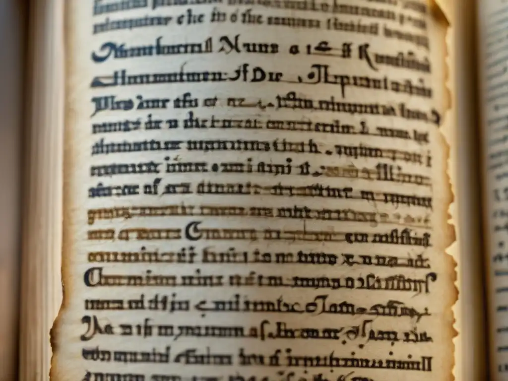 Detalle de antiguo manuscrito griego con texto intrincado en tinta desvanecida, revelando significado poema Parménides ser