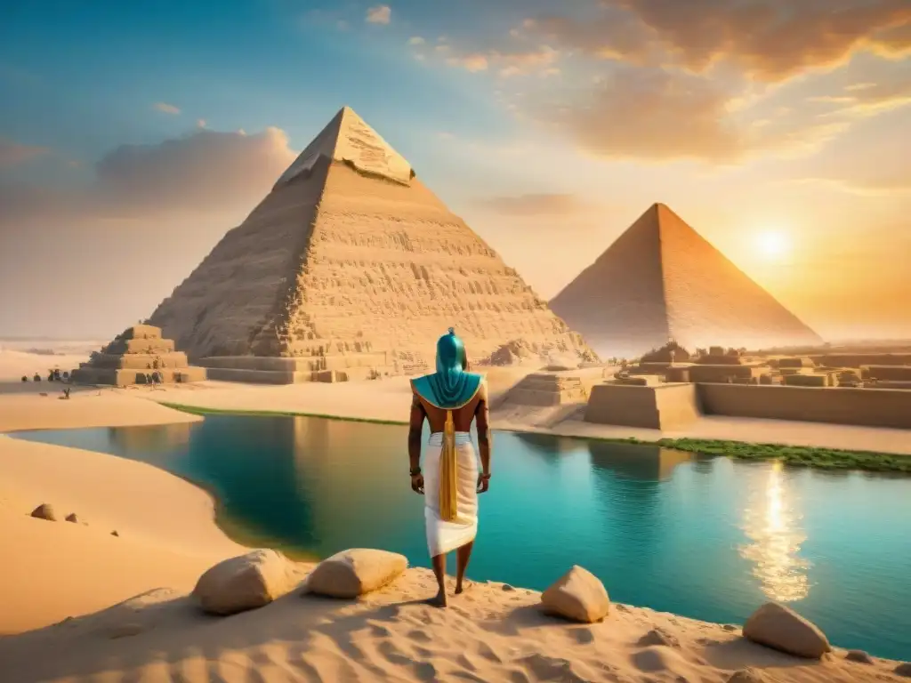 Papiro mágico de Egipto: rituales y jeroglíficos junto al Nilo Detalle de un antiguo papiro egipcio con rituales mágicos a lo largo del río Nilo