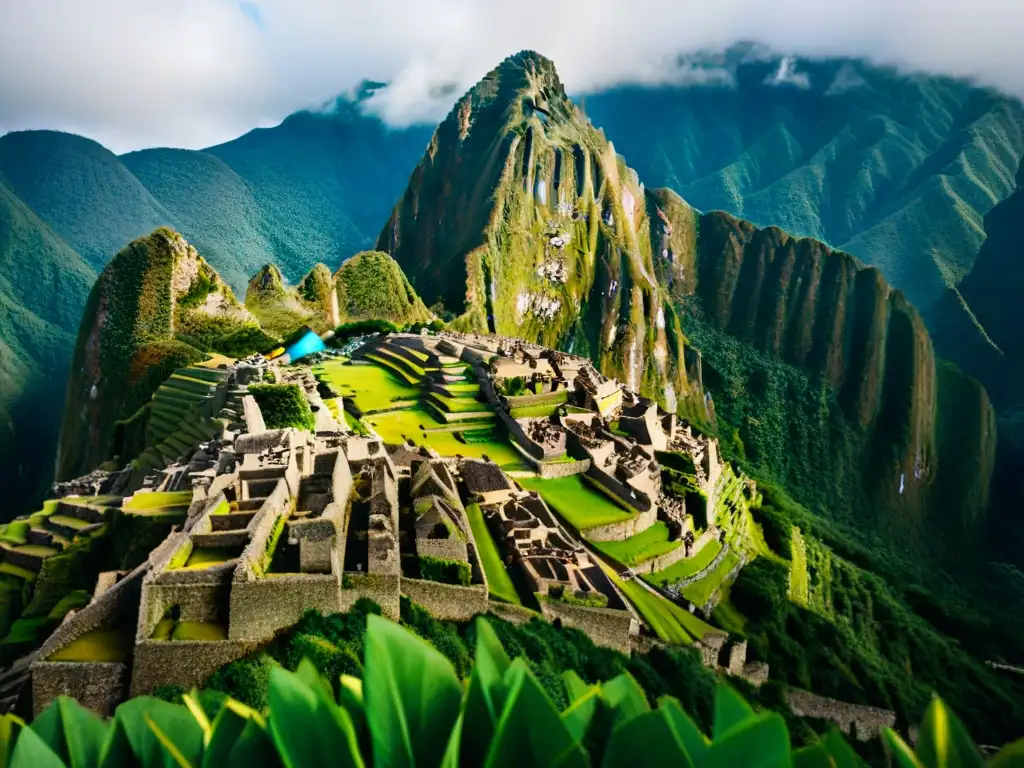 Detalle arquitectónico de las ruinas incas en Machu Picchu, destacando la ingeniería caminos Inca imperio