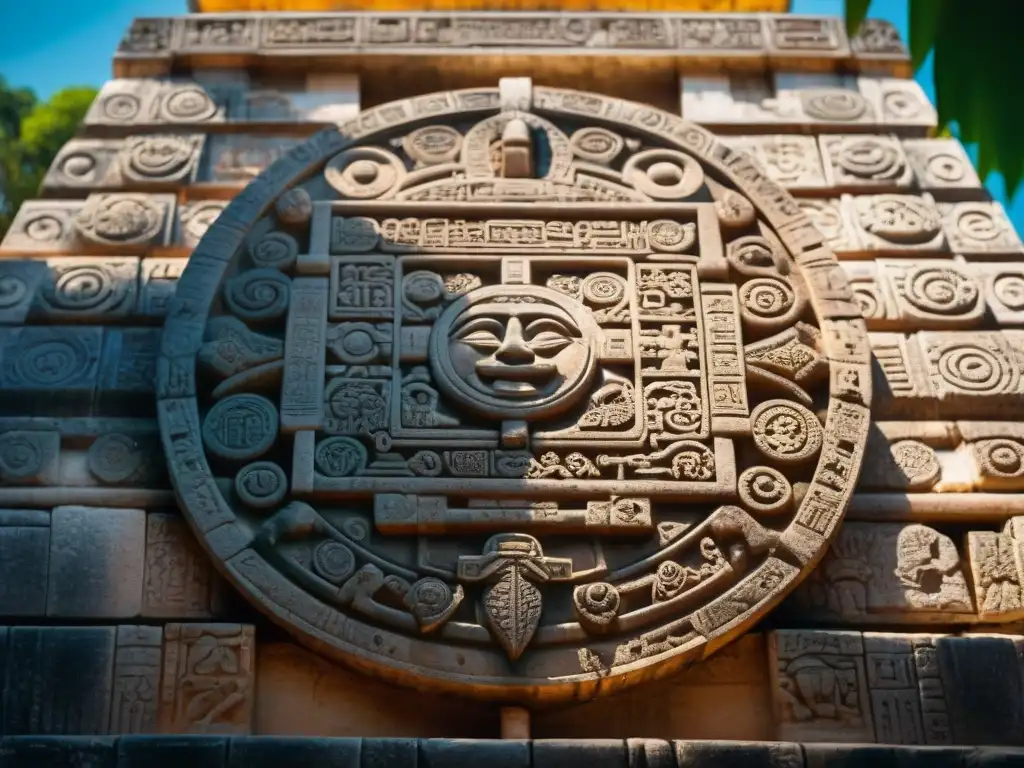 Detalle del calendario maya en Chichen Itza, influencia de antiguos calendarios en el mundo moderno