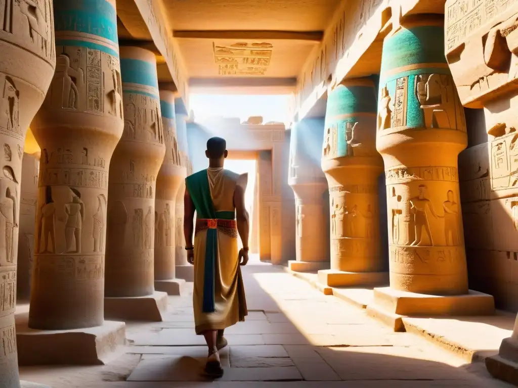 Detalle de las coloridas y elaboradas jeroglíficos en el Templo de Karnak en Luxor, Egipto