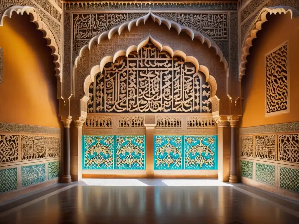 Detalle geométrico y caligrafía árabe en la Alhambra: misterios y geometría en la arquitectura