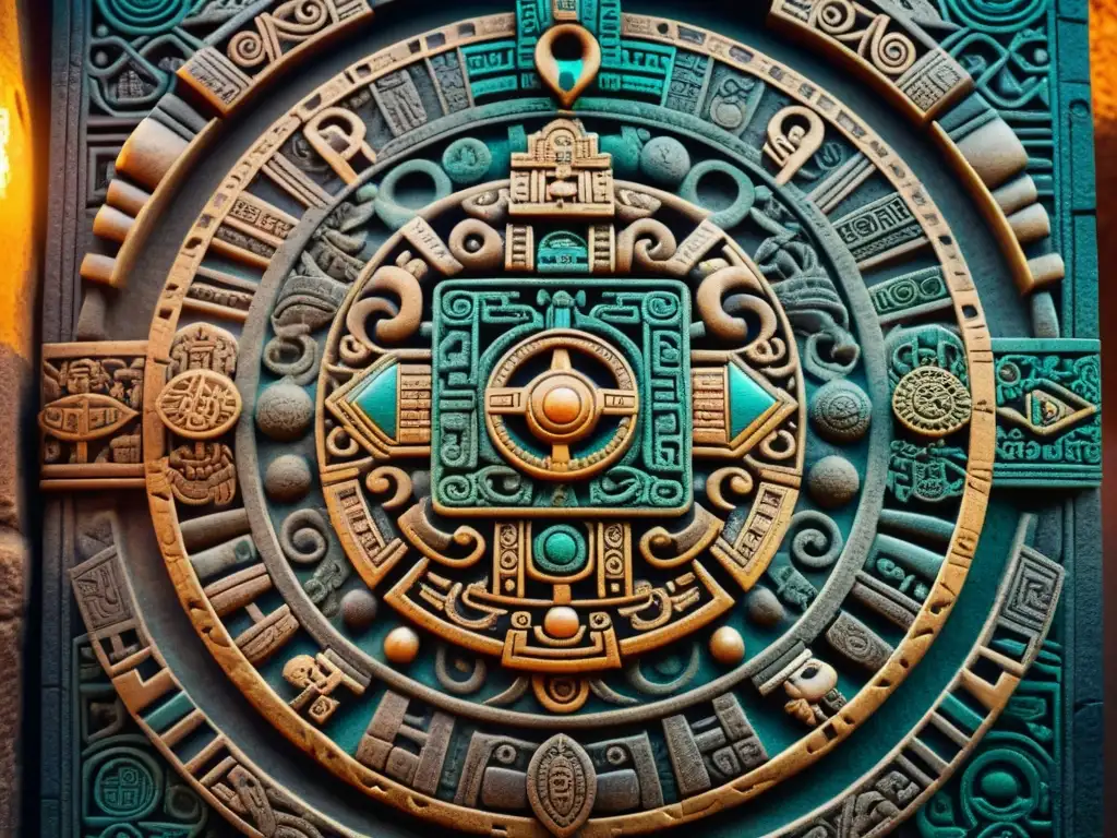 Detalle impresionante del Calendario Azteca, revelando sus intrincados símbolos y grabados que representan su significado completo