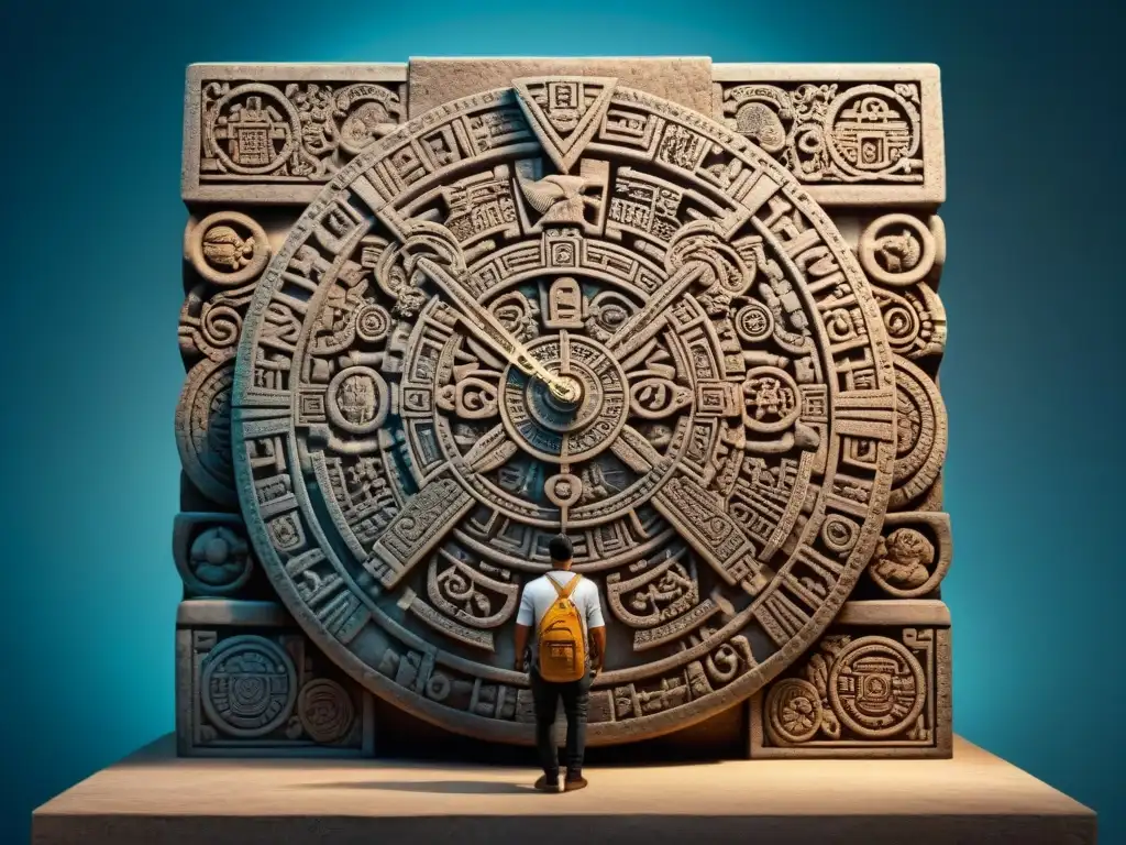 Detalle impresionante del calendario maya, antiguo calendario con influencia en el mundo moderno