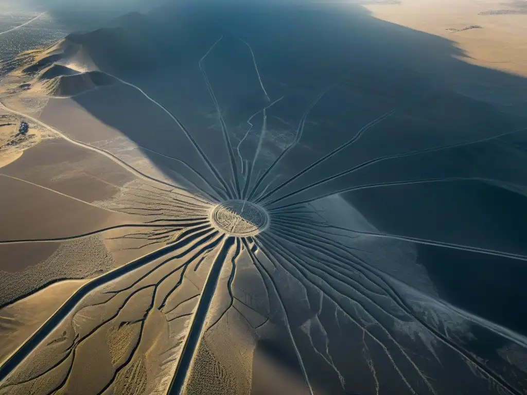 Detalle impresionante de las enigmáticas Líneas de Nazca en Perú, revelando el significado de las antiguas geoglifos