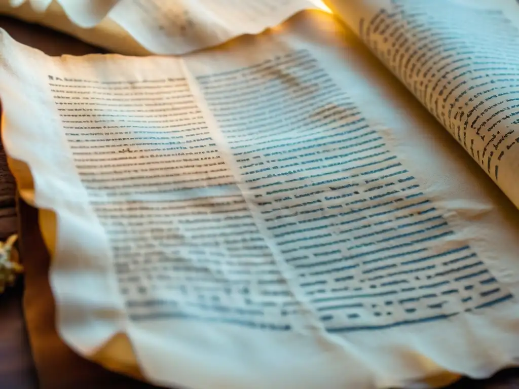Fragmento digitalizado de los Rollos del Mar Muerto: historia y misterio Detalle impresionante del fragmento digitalizado de los Rollos del Mar Muerto en hebreo antiguo, mostrando la historia