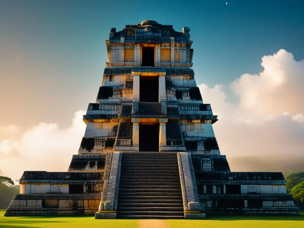 Detalle de las intrincadas tallas del observatorio astronómico en Chichén Itzá, legado astronómico maya