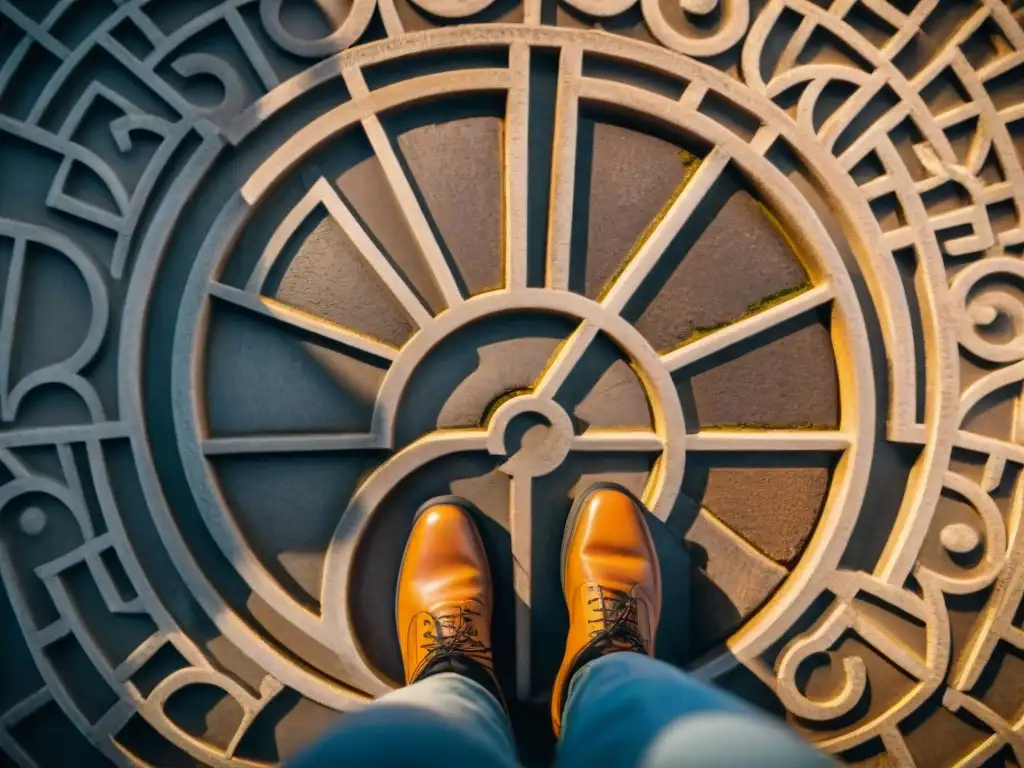 Detalle intrincado del laberinto en piedra de la Catedral de Chartres, invita a meditar en su simbolismo histórico