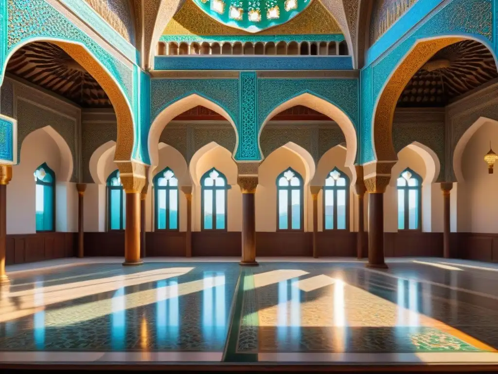 Detalle de mezquita histórica con arte islámico en decoración espacios, reflejando belleza y artesanía exquisita