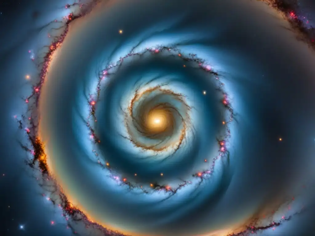 Galaxia espiral: belleza cósmica y misterio Detalle místico de una galaxia espiral: colores vibrantes y patrones intrincados evocan interpretaciones esotéricas espírales místicas