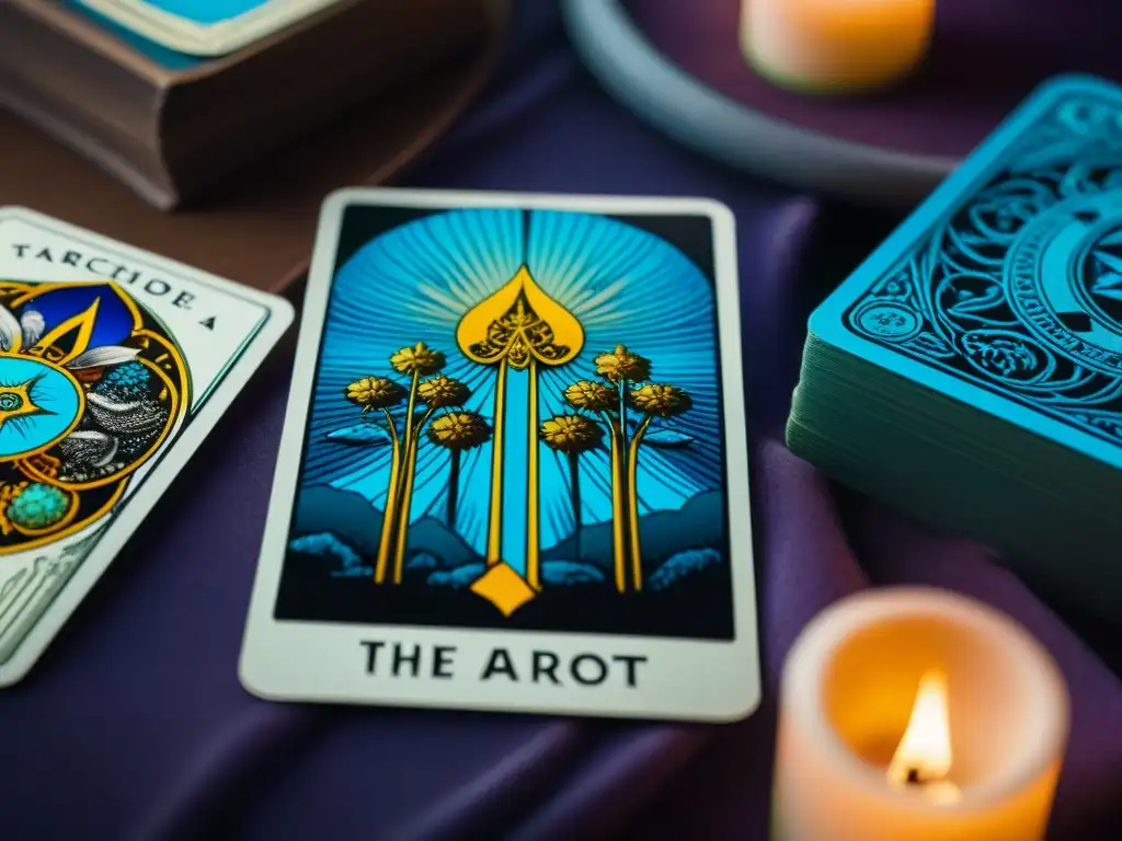 Detalle místico: mano revela 'La Sacerdotisa' del Tarot, simbolismo profundo