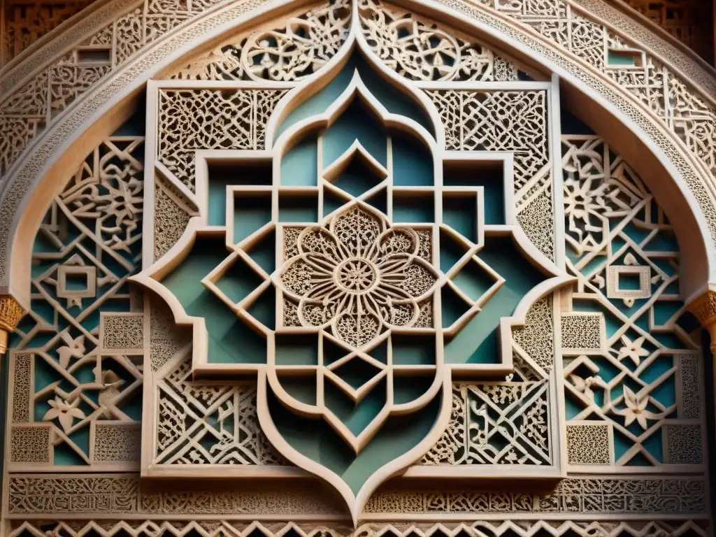 Detalle de patrones y símbolos del arte antiguo en la Alhambra de Granada